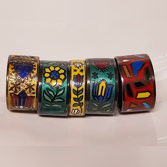 Vintage Sterling silver enamel ring 7.5 - Picture 7 of 10